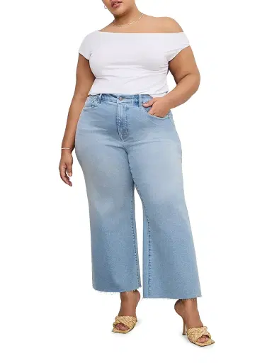Good American Women's Compression Denim Good Waist Crop Palazzo Jeans - Indigo | Thumbnail 3 Good American Women's Compression Denim Good Waist Crop Palazzo Jeans - Indigo | Thumbnail 3