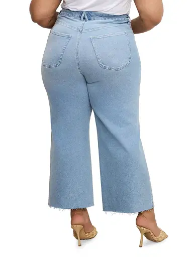 Good American Women's Compression Denim Good Waist Crop Palazzo Jeans - Indigo | Thumbnail 1 Good American Women's Compression Denim Good Waist Crop Palazzo Jeans - Indigo | Thumbnail 1