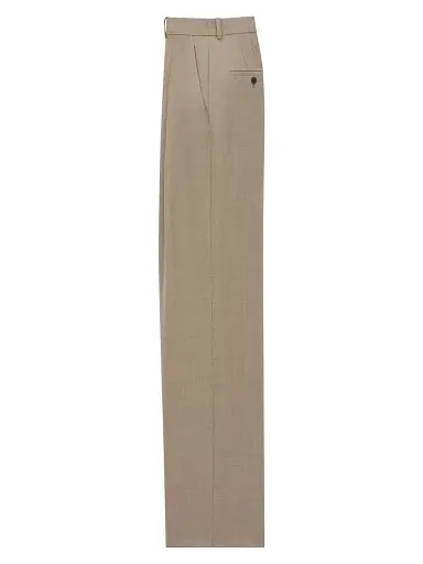Saint Laurent Women's Wide-Leg Pants in Caviar Wool - Taupe Beige | Thumbnail 2 Saint Laurent Women's Wide-Leg Pants in Caviar Wool - Taupe Beige | Thumbnail 2