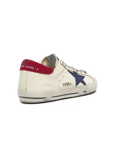 Golden Goose Men's Super Star Leather Low-Top Sneakers - White Blue Red | Thumbnail 3 Golden Goose Men's Super Star Leather Low-Top Sneakers - White Blue Red | Thumbnail 3