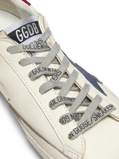 Golden Goose Men's Super Star Leather Low-Top Sneakers - White Blue Red | Thumbnail 5 Golden Goose Men's Super Star Leather Low-Top Sneakers - White Blue Red | Thumbnail 5