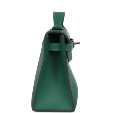 HERMÈS Hermes Kelly Pochette Vert Moyen Swift Palladium Hardware | Thumbnail 3 HERMÈS Hermes Kelly Pochette Vert Moyen Swift Palladium Hardware | Thumbnail 3