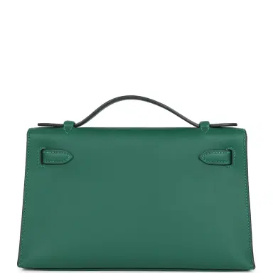 HERMÈS Hermes Kelly Pochette Vert Moyen Swift Palladium Hardware | Thumbnail 4 HERMÈS Hermes Kelly Pochette Vert Moyen Swift Palladium Hardware | Thumbnail 4