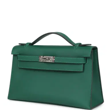 HERMÈS Hermes Kelly Pochette Vert Moyen Swift Palladium Hardware | Thumbnail 5 HERMÈS Hermes Kelly Pochette Vert Moyen Swift Palladium Hardware | Thumbnail 5