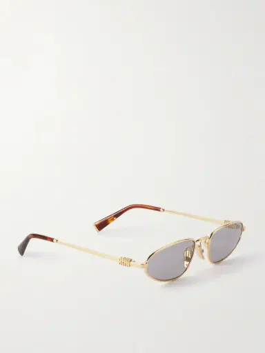 Miu Miu Eyewear Oval-frame Gold-tone Sunglasses | Thumbnail 3 Miu Miu Eyewear Oval-frame Gold-tone Sunglasses | Thumbnail 3