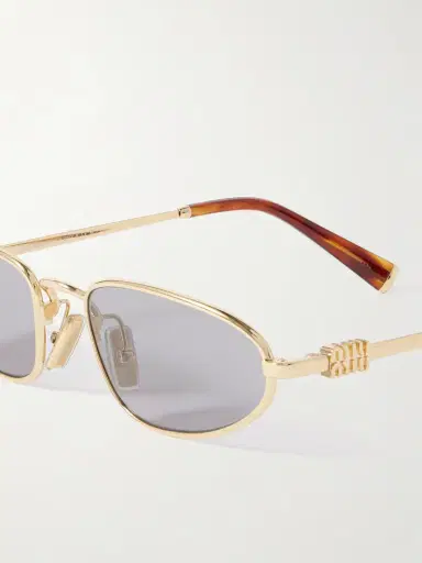 Miu Miu Eyewear Oval-frame Gold-tone Sunglasses | Thumbnail 4 Miu Miu Eyewear Oval-frame Gold-tone Sunglasses | Thumbnail 4
