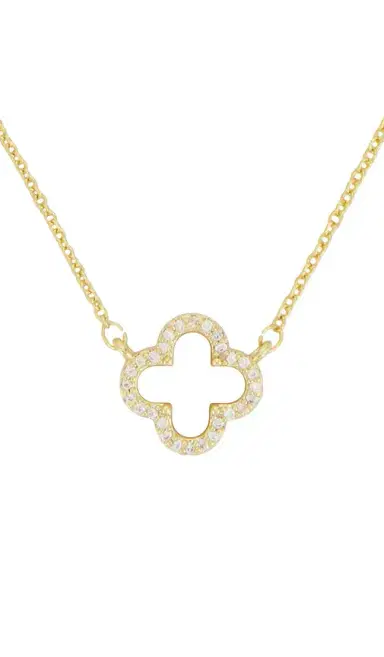 By Adina Eden Pave Outlined Four Leaf Clover Necklace | Thumbnail 2 By Adina Eden Pave Outlined Four Leaf Clover Necklace | Thumbnail 2
