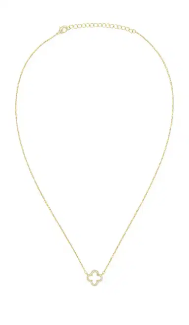 By Adina Eden Pave Outlined Four Leaf Clover Necklace | Thumbnail 1 By Adina Eden Pave Outlined Four Leaf Clover Necklace | Thumbnail 1