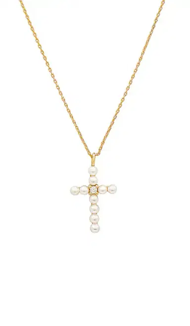 By Adina Eden Pearl X Cz Cross Pendant Necklace | Thumbnail 2 By Adina Eden Pearl X Cz Cross Pendant Necklace | Thumbnail 2