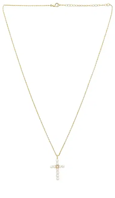 By Adina Eden Pearl X Cz Cross Pendant Necklace | Thumbnail 1 By Adina Eden Pearl X Cz Cross Pendant Necklace | Thumbnail 1