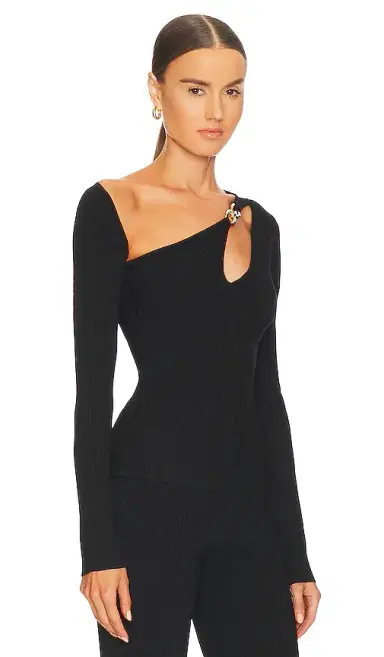 NICHOLAS Falda Asymmetrical Long Sleeve Double Rings Rib Knit Top | Thumbnail 2 NICHOLAS Falda Asymmetrical Long Sleeve Double Rings Rib Knit Top | Thumbnail 2