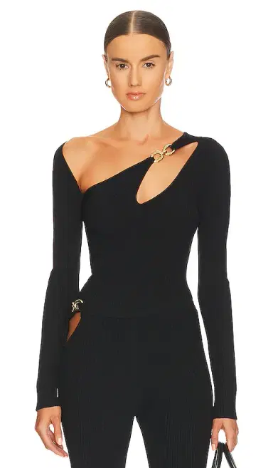 NICHOLAS Falda Asymmetrical Long Sleeve Double Rings Rib Knit Top | Thumbnail 1 NICHOLAS Falda Asymmetrical Long Sleeve Double Rings Rib Knit Top | Thumbnail 1