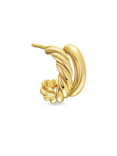 David Yurman Women's Mercer Double Hoop Huggie Earrings in 18K Yellow Gold, 13.5MM - Gold | Thumbnail 4 David Yurman Women's Mercer Double Hoop Huggie Earrings in 18K Yellow Gold, 13.5MM - Gold | Thumbnail 4