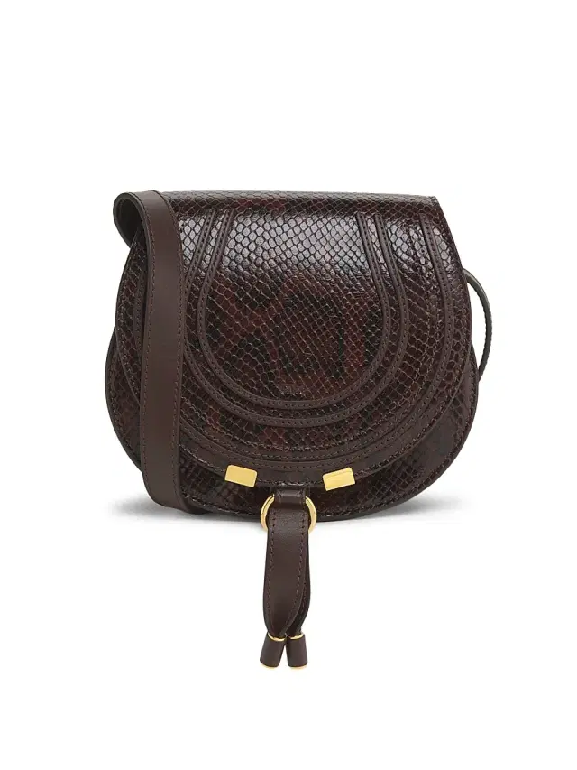 Chloé Women's Marcie Python-Embossed Leather Saddle Bag - Sooty Brown