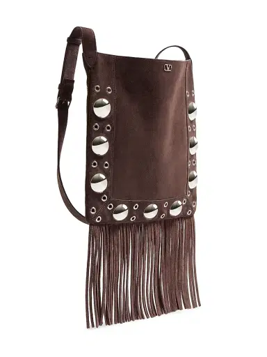 Valentino Garavani Women's Nellcôte Suede Shoulder Bag with Fringes - Beige Brown | Thumbnail 3 Valentino Garavani Women's Nellcôte Suede Shoulder Bag with Fringes - Beige Brown | Thumbnail 3