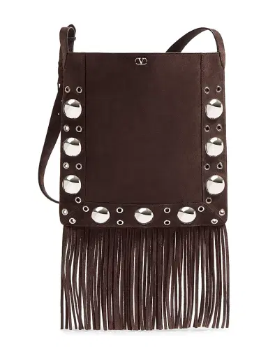 Valentino Garavani Women's Nellcôte Suede Shoulder Bag with Fringes - Beige Brown | Thumbnail 1 Valentino Garavani Women's Nellcôte Suede Shoulder Bag with Fringes - Beige Brown | Thumbnail 1
