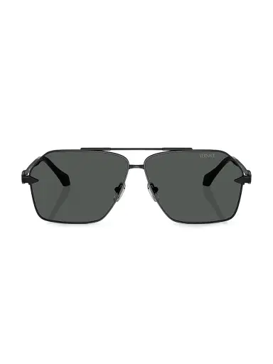 Versace Men's Mirror 63MM Aviator Sunglasses - Matte Black | Thumbnail 2 Versace Men's Mirror 63MM Aviator Sunglasses - Matte Black | Thumbnail 2