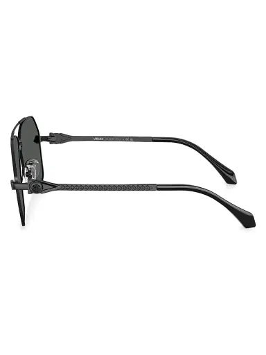 Versace Men's Mirror 63MM Aviator Sunglasses - Matte Black | Thumbnail 3 Versace Men's Mirror 63MM Aviator Sunglasses - Matte Black | Thumbnail 3