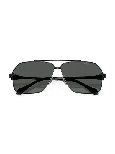 Versace Men's Mirror 63MM Aviator Sunglasses - Matte Black | Thumbnail 5 Versace Men's Mirror 63MM Aviator Sunglasses - Matte Black | Thumbnail 5