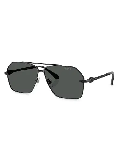 Versace Men's Mirror 63MM Aviator Sunglasses - Matte Black | Thumbnail 1 Versace Men's Mirror 63MM Aviator Sunglasses - Matte Black | Thumbnail 1