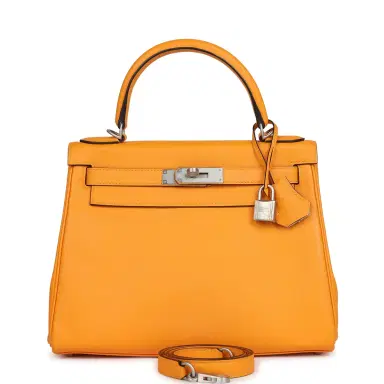 HERMÈS Hermes Special Order (HSS) Kelly Retourne 28 Jaune D'Or Swift Brushed Palladium Hardware | Thumbnail 1 HERMÈS Hermes Special Order (HSS) Kelly Retourne 28 Jaune D'Or Swift Brushed Palladium Hardware | Thumbnail 1