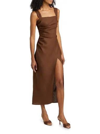 Reformation Women's Clemente Linen Midi-Dress | Thumbnail 4 Reformation Women's Clemente Linen Midi-Dress | Thumbnail 4