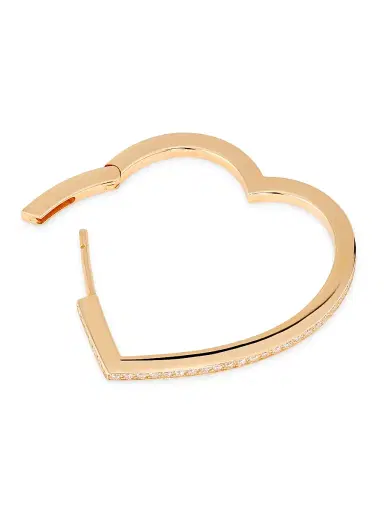 Repossi Women's Antifer 18K Rose Gold & 0.13 TCW Diamond Heart Hoop Earring - Rose Gold | Thumbnail 3 Repossi Women's Antifer 18K Rose Gold & 0.13 TCW Diamond Heart Hoop Earring - Rose Gold | Thumbnail 3