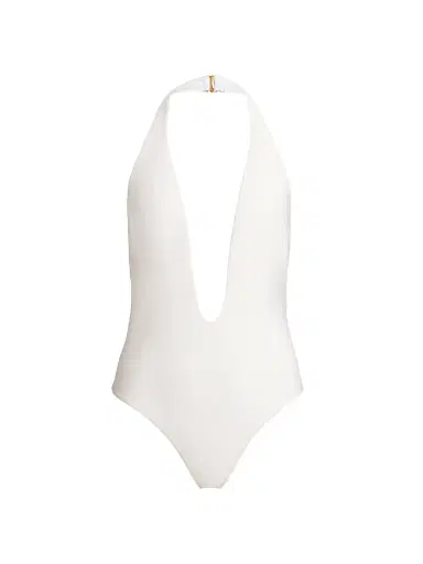 Kiki de Montparnasse Women's Echauffe Plunging V-Halterneck One-Piece Swimsuit | Thumbnail 1 Kiki de Montparnasse Women's Echauffe Plunging V-Halterneck One-Piece Swimsuit | Thumbnail 1