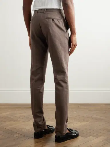 Zegna Slim-Fit Tapered Cotton and Linen-Blend Twill Trousers - Men | Thumbnail 4 Zegna Slim-Fit Tapered Cotton and Linen-Blend Twill Trousers - Men | Thumbnail 4