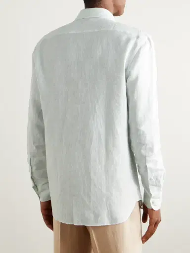 Zegna Oasi Striped Linen Shirt - Men | Thumbnail 4 Zegna Oasi Striped Linen Shirt - Men | Thumbnail 4