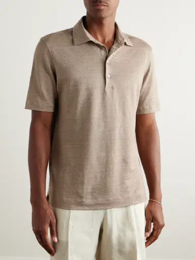 Zegna Linen Polo Shirt - Men | Thumbnail 3 Zegna Linen Polo Shirt - Men | Thumbnail 3