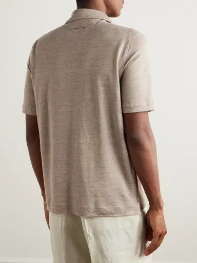 Zegna Linen Polo Shirt - Men | Thumbnail 4 Zegna Linen Polo Shirt - Men | Thumbnail 4