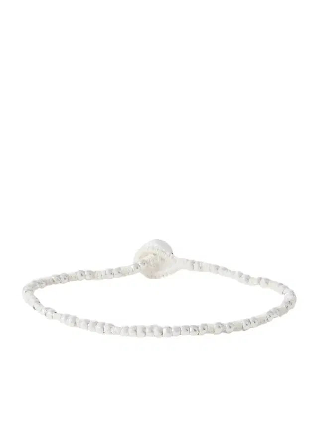 Sterling Silver and Silk-Cord Beaded Bracelet - Men Sterling Silver and Silk-Cord Beaded Bracelet - Men
