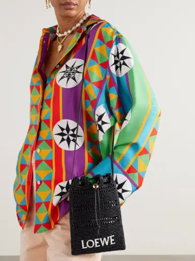 Loewe + Paula's Ibiza Leather-trimmed Embroidered Raffia Shoulder Bag | Thumbnail 2 Loewe + Paula's Ibiza Leather-trimmed Embroidered Raffia Shoulder Bag | Thumbnail 2