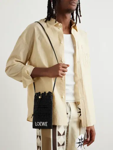 Loewe + Paula's Ibiza Leather-trimmed Embroidered Raffia Shoulder Bag | Thumbnail 7 Loewe + Paula's Ibiza Leather-trimmed Embroidered Raffia Shoulder Bag | Thumbnail 7
