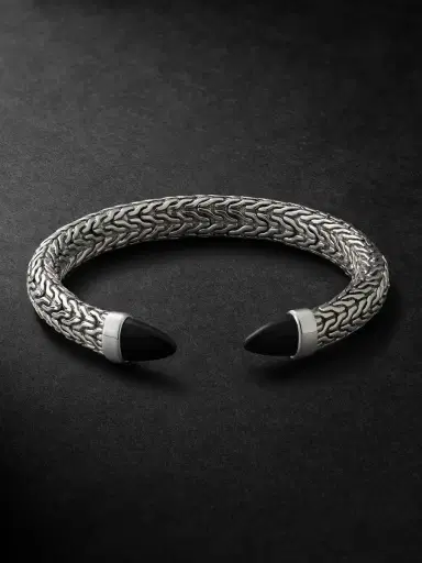 John Hardy Spear 50 Flex Sterling Silver Onyx Cuff - Men | Thumbnail 1 John Hardy Spear 50 Flex Sterling Silver Onyx Cuff - Men | Thumbnail 1