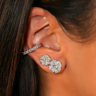 Wish Fine Jewelry 2.63ct Diamond 18K Gold Illusion Stud Earrings | Thumbnail 2 Wish Fine Jewelry 2.63ct Diamond 18K Gold Illusion Stud Earrings | Thumbnail 2