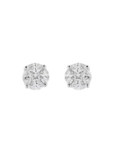 Wish Fine Jewelry 2.63ct Diamond 18K Gold Illusion Stud Earrings | Thumbnail 1 Wish Fine Jewelry 2.63ct Diamond 18K Gold Illusion Stud Earrings | Thumbnail 1