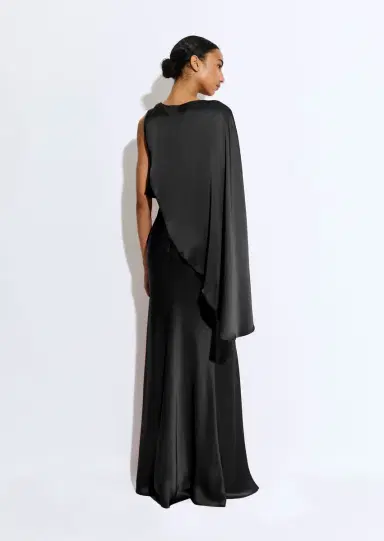 LAPOINTE Satin Asymmetric Draped Gown | Thumbnail 2 LAPOINTE Satin Asymmetric Draped Gown | Thumbnail 2