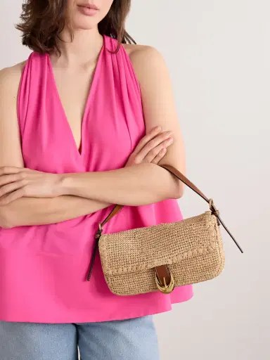 Staud Harlow Buckled Leather-trimmed Raffia Shoulder Bag | Thumbnail 2 Staud Harlow Buckled Leather-trimmed Raffia Shoulder Bag | Thumbnail 2