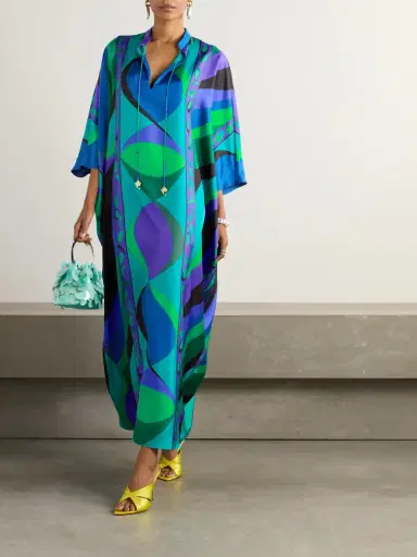 PUCCI Embellished Printed Silk-twill Kaftan | Thumbnail 2 PUCCI Embellished Printed Silk-twill Kaftan | Thumbnail 2