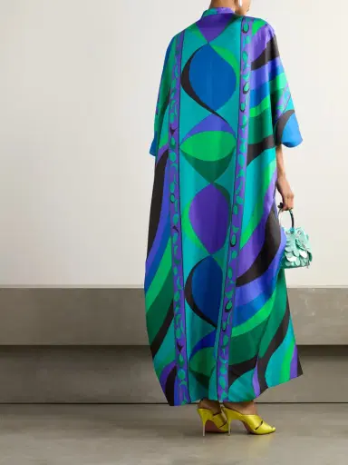 PUCCI Embellished Printed Silk-twill Kaftan | Thumbnail 3 PUCCI Embellished Printed Silk-twill Kaftan | Thumbnail 3