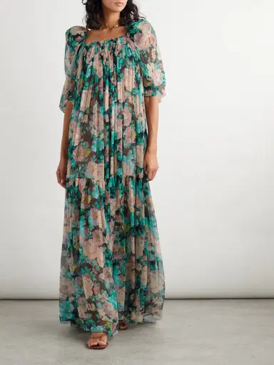 Chloé Gathered Floral-print Silk-muslin Maxi Dress | Thumbnail 2 Chloé Gathered Floral-print Silk-muslin Maxi Dress | Thumbnail 2