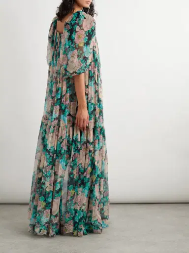 Chloé Gathered Floral-print Silk-muslin Maxi Dress | Thumbnail 3 Chloé Gathered Floral-print Silk-muslin Maxi Dress | Thumbnail 3