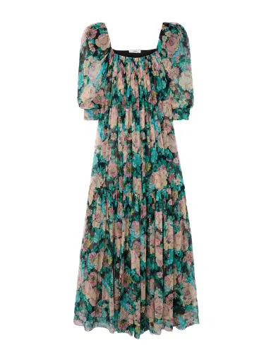 Chloé Gathered Floral-print Silk-muslin Maxi Dress | Thumbnail 1 Chloé Gathered Floral-print Silk-muslin Maxi Dress | Thumbnail 1
