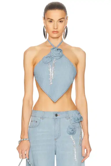 AREA Crystal Rosette Handkerchief Top | Thumbnail 3 AREA Crystal Rosette Handkerchief Top | Thumbnail 3