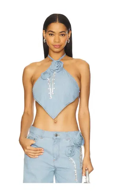 AREA Crystal Rosette Handkerchief Top | Thumbnail 1 AREA Crystal Rosette Handkerchief Top | Thumbnail 1
