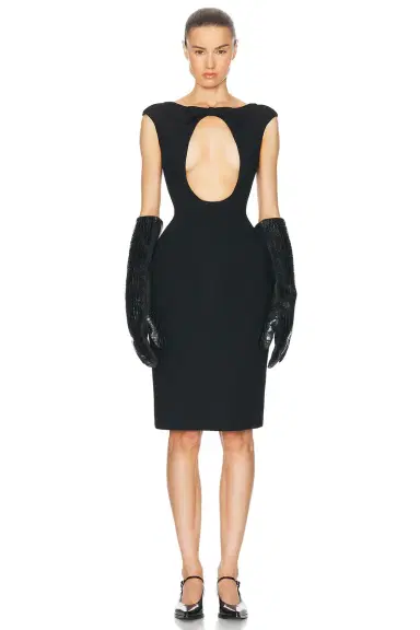 Miu Miu Natte Front Cut Out Midi Dress | Thumbnail 4 Miu Miu Natte Front Cut Out Midi Dress | Thumbnail 4