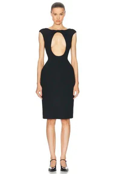 Miu Miu Natte Front Cut Out Midi Dress | Thumbnail 1 Miu Miu Natte Front Cut Out Midi Dress | Thumbnail 1