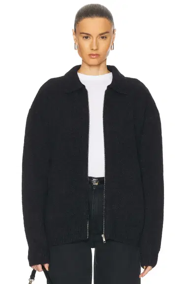 Aya Muse Knit Zip Up Jacket With Collar | Thumbnail 1 Aya Muse Knit Zip Up Jacket With Collar | Thumbnail 1